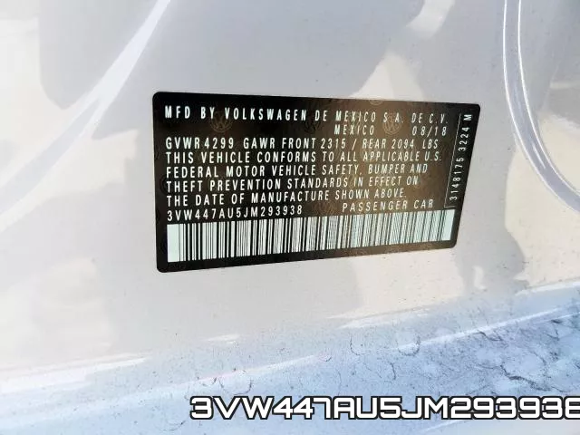 3VW447AU5JM293938 фото 2