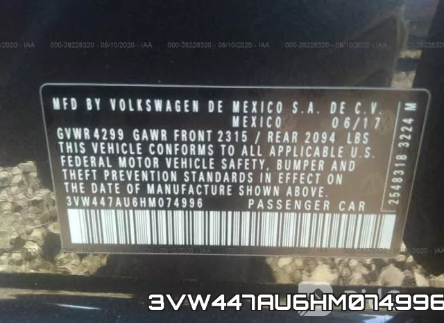 3VW447AU6HM074996 фото 10