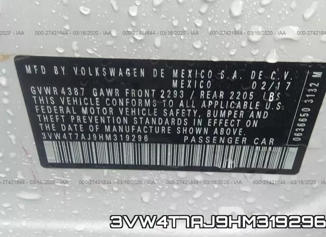 3VW4T7AJ9HM319296 фото 10