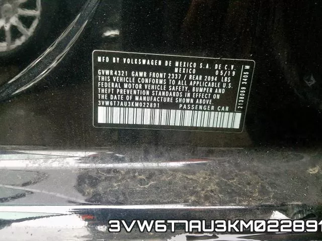 3VW6T7AU3KM022891 фото 2