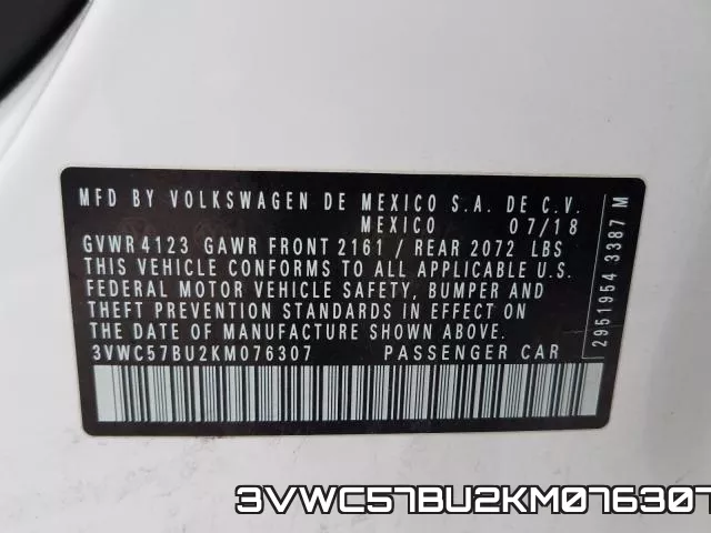 3VWC57BU2KM076307 фото 2