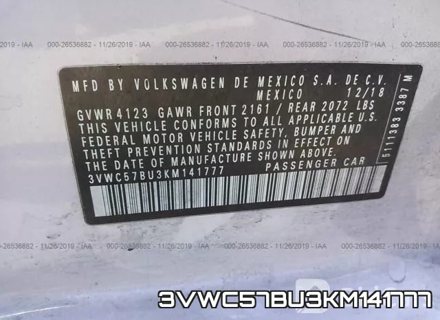 3VWC57BU3KM141777 фото 10