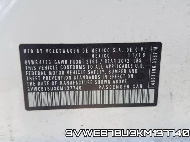 3VWCB7BU3KM137740 фото 2