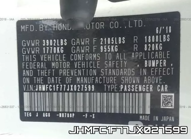 JHMFC1F77JX027599 фото 10