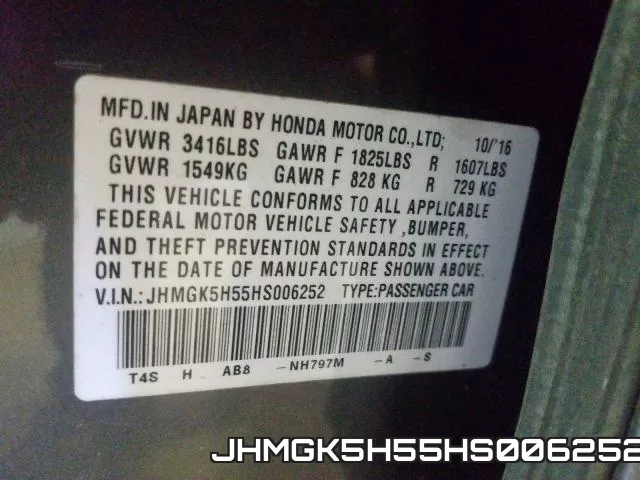JHMGK5H55HS006252 фото 2