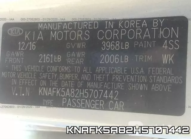 KNAFK5A82H5707442 фото 10
