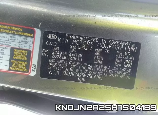 KNDJN2A25H7504189 фото 10