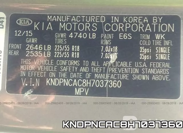 KNDPNCAC8H7037360 фото 10