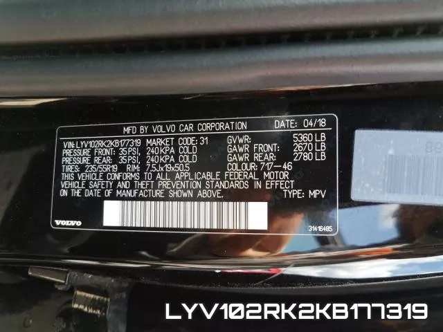 LYV102RK2KB177319 фото 2