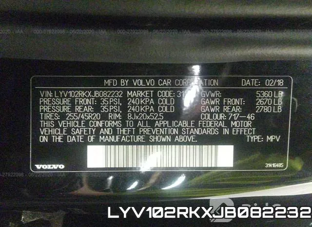 LYV102RKXJB082232 фото 10