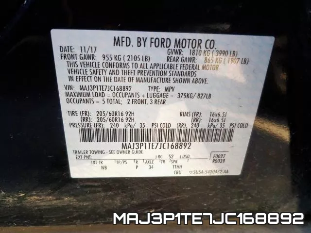 MAJ3P1TE7JC168892 фото 2