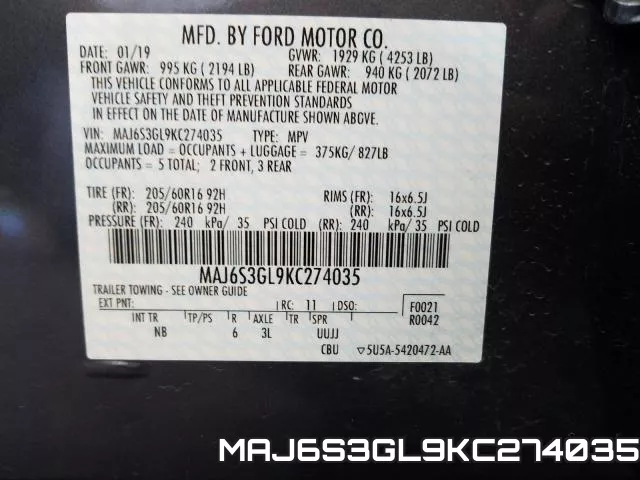 MAJ6S3GL9KC274035 фото 2