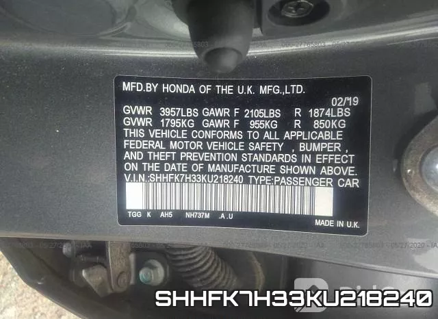 SHHFK7H33KU218240 фото 10