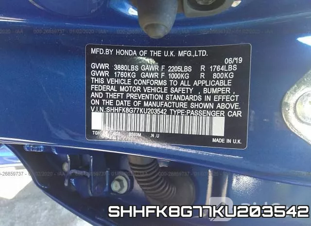 SHHFK8G77KU203542 фото 10