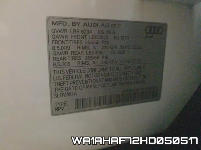 WA1AHAF72HD050517 фото 2