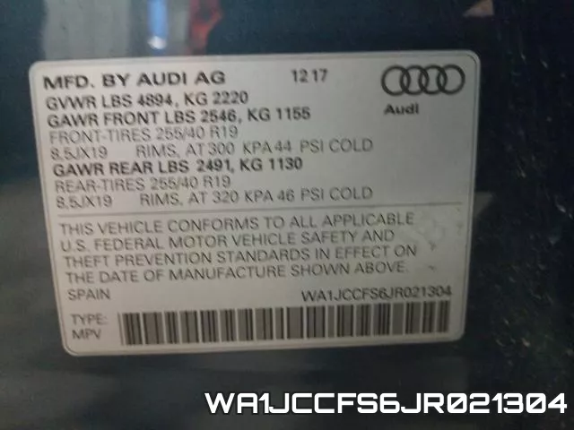 WA1JCCFS6JR021304 фото 2