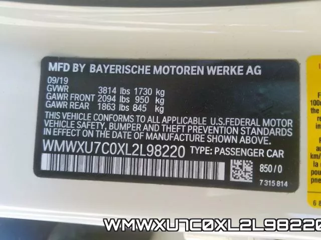WMWXU7C0XL2L98220 фото 2