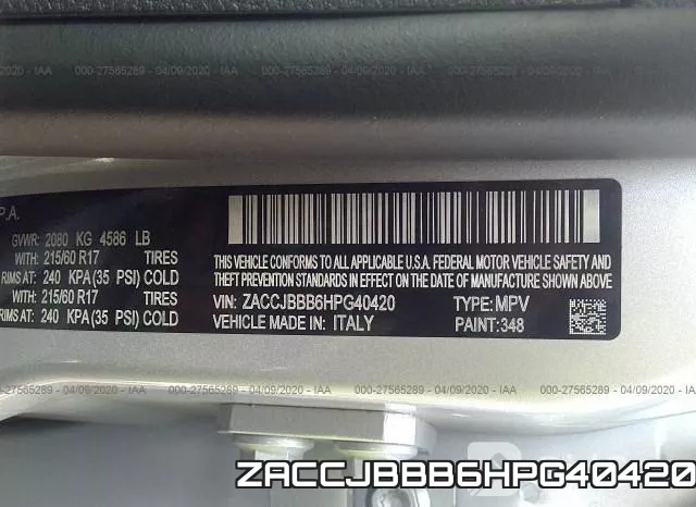 ZACCJBBB6HPG40420 фото 10