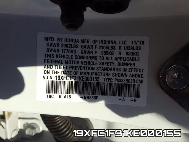 19XFC1F31KE000155 фото 2