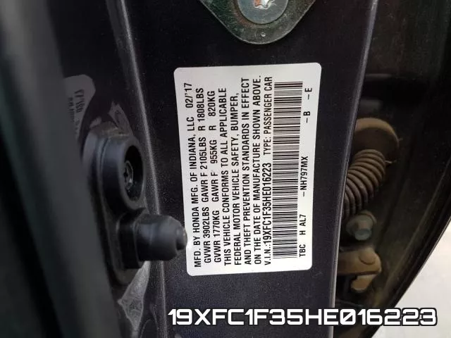 19XFC1F35HE016223 фото 2