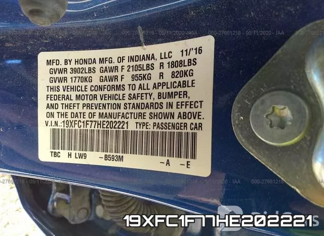 19XFC1F77HE202221 фото 10