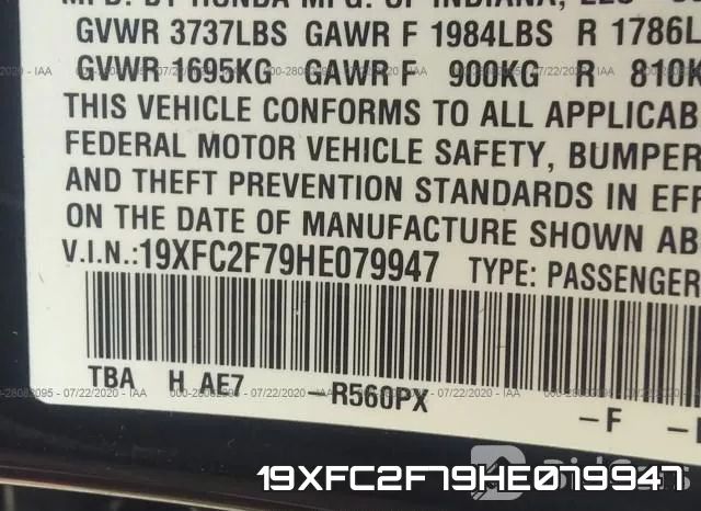 19XFC2F79HE079947 фото 10