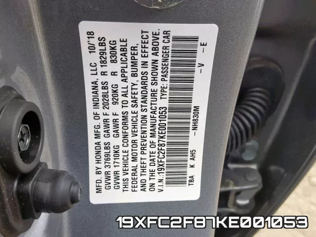 19XFC2F87KE001053 фото 2