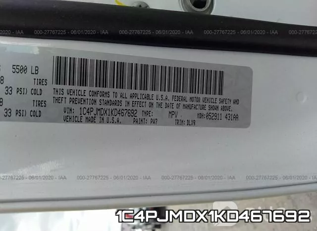 1C4PJMDX1KD467692 фото 10