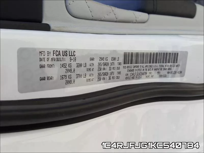 1C4RJFJG1KC540784 фото 2