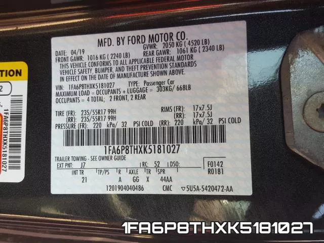1FA6P8THXK5181027 фото 2