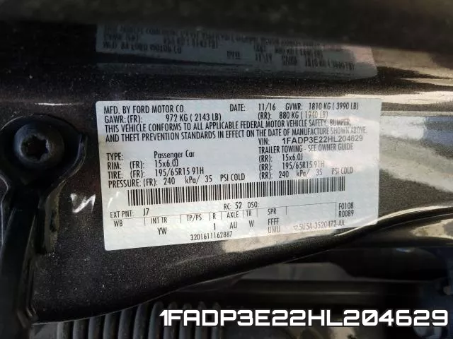 1FADP3E22HL204629 фото 2