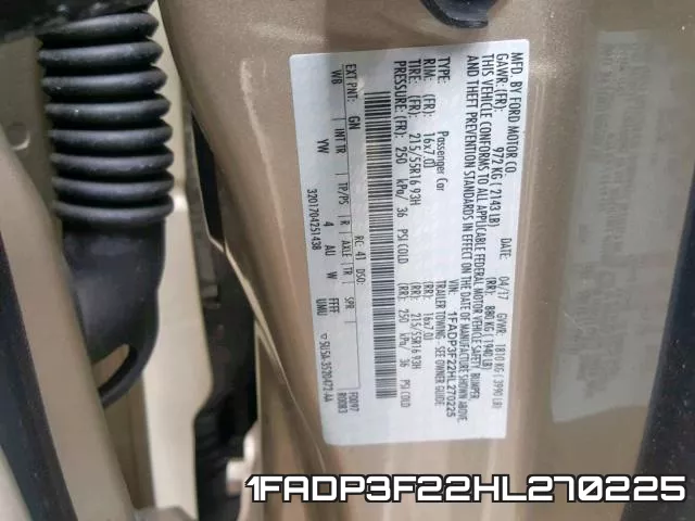 1FADP3F22HL270225 фото 2