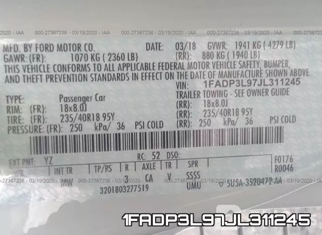 1FADP3L97JL311245 фото 10