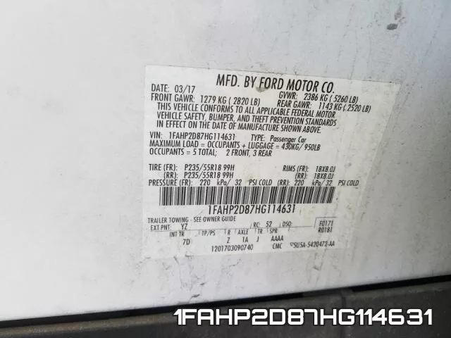 1FAHP2D87HG114631 фото 2