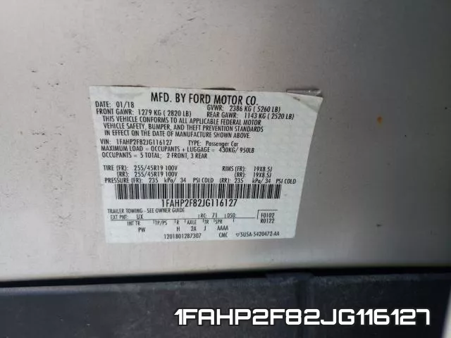 1FAHP2F82JG116127 фото 2