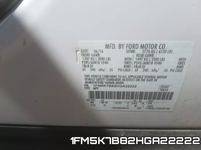 1FM5K7B82HGA22222 фото 2