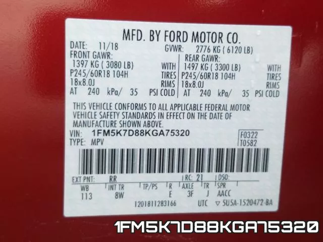 1FM5K7D88KGA75320 фото 2