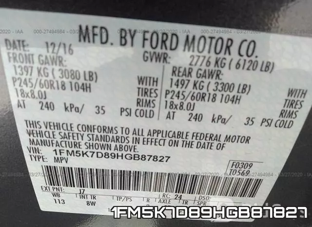 1FM5K7D89HGB87827 фото 10