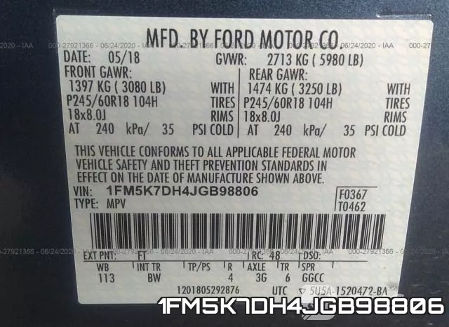 1FM5K7DH4JGB98806 фото 10
