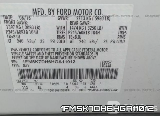 1FM5K7DH6HGA11012 фото 10