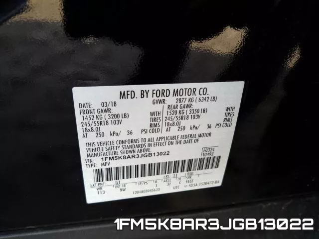 1FM5K8AR3JGB13022 фото 2