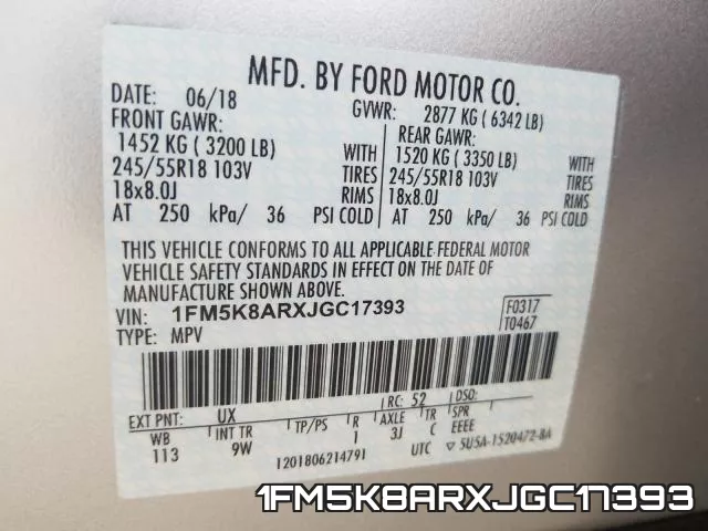 1FM5K8ARXJGC17393 фото 2