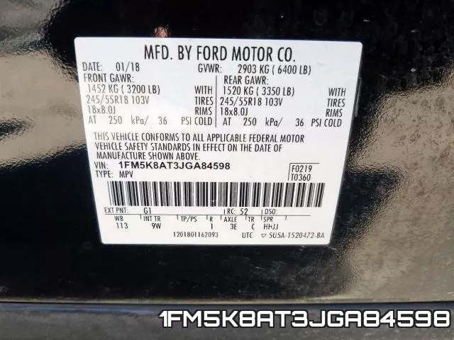 1FM5K8AT3JGA84598 фото 2