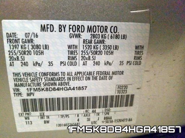 1FM5K8D84HGA41857 фото 2