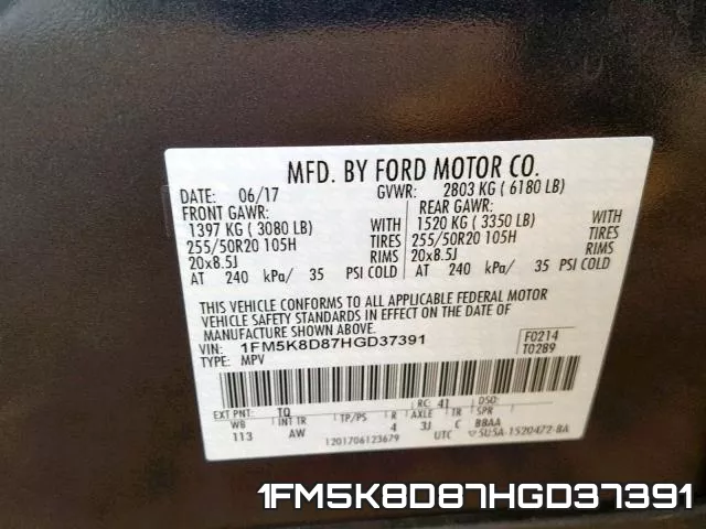 1FM5K8D87HGD37391 фото 2