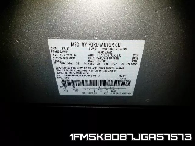 1FM5K8D87JGA57573 фото 2