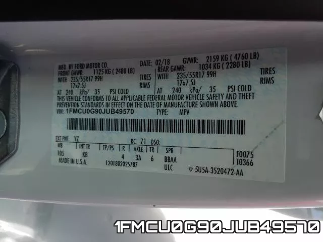 1FMCU0G90JUB49570 фото 2