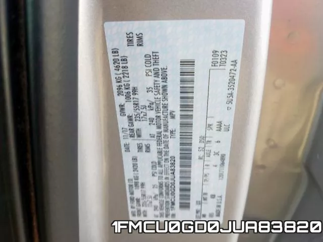 1FMCU0GD0JUA83820 фото 2