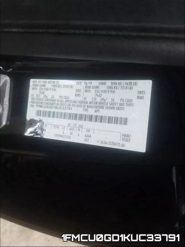 1FMCU0GD1KUC33791 фото 2