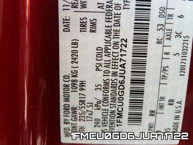 1FMCU0GD6JUA71722 фото 2